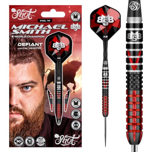 Shot Michael Smith Defiant 90% tungsten 25g darts nyíl